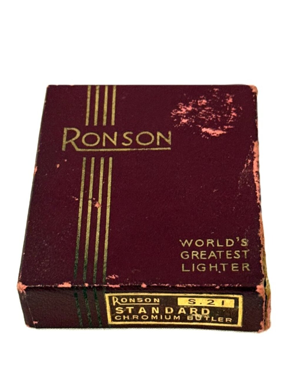 Ronson Standard Chromium Butler S21 Lighter New in Box Paperwork Brush Vintage - Picture 2 of 11